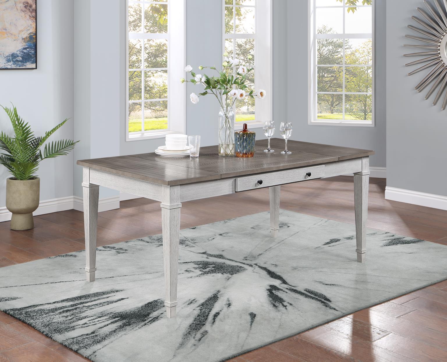 White/Light Brown Rectangular Dining Table W/Storage — photo 3