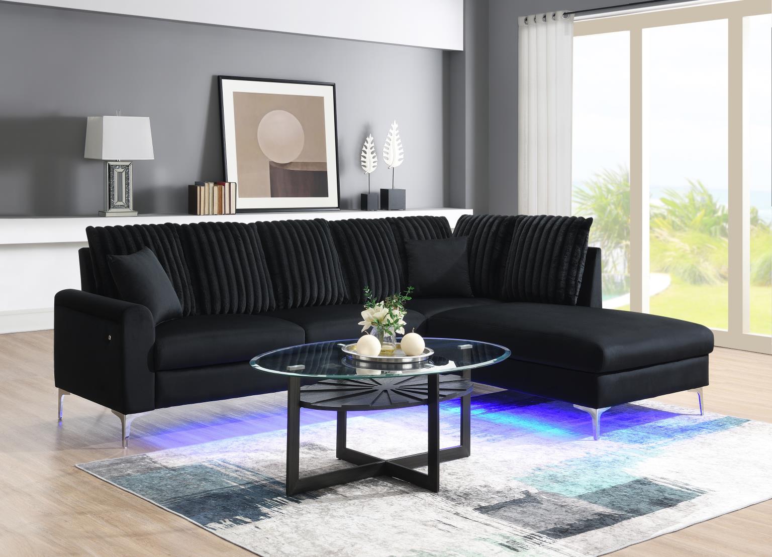 Black LED 2 PC Sectional