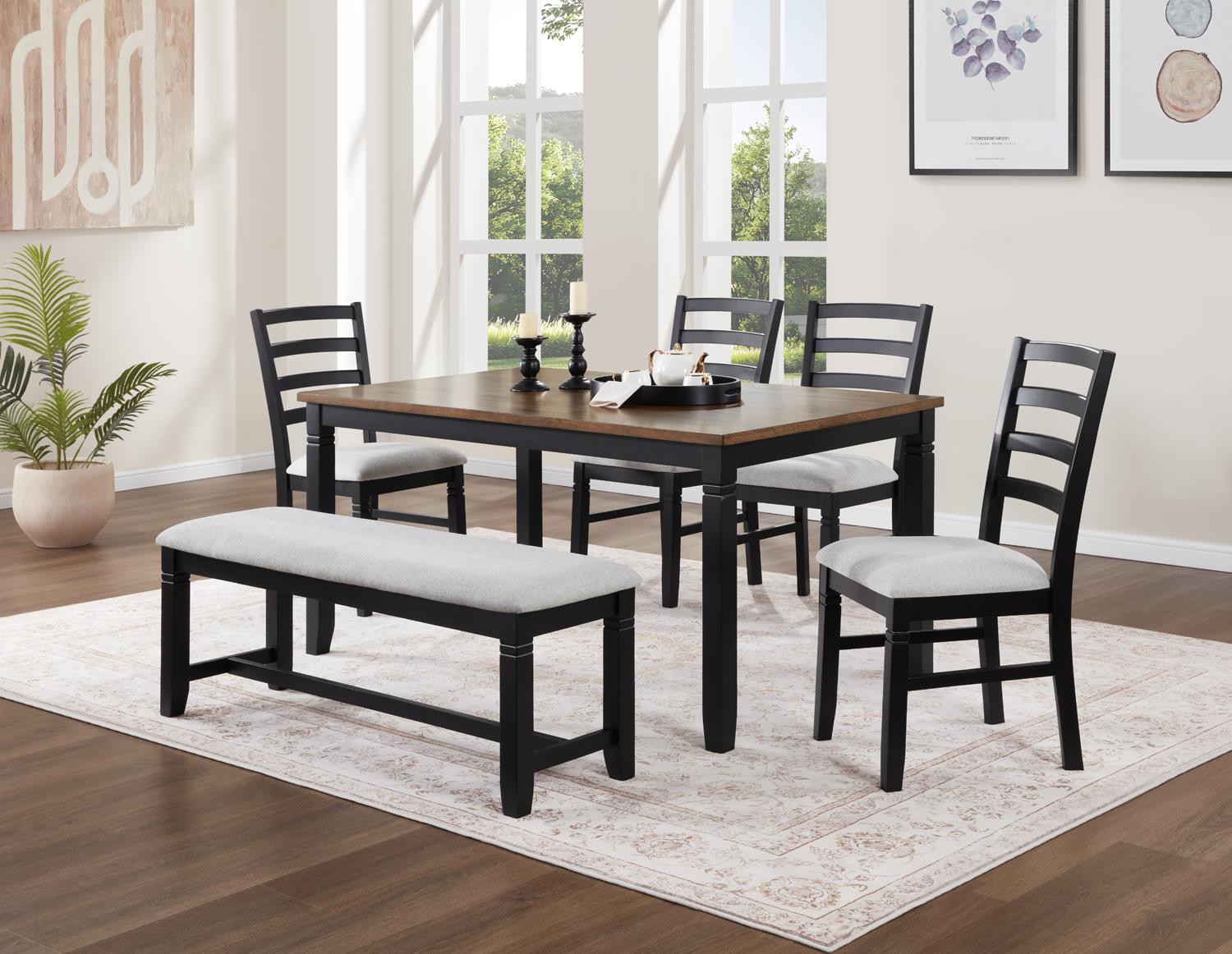 Black/Dark Brown Dining Table & 4 Chairs. — photo 2