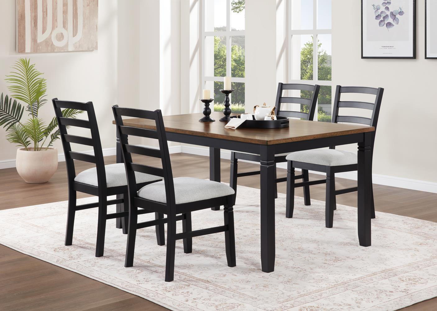 Black/Dark Brown Dining Table & 4 Chairs.