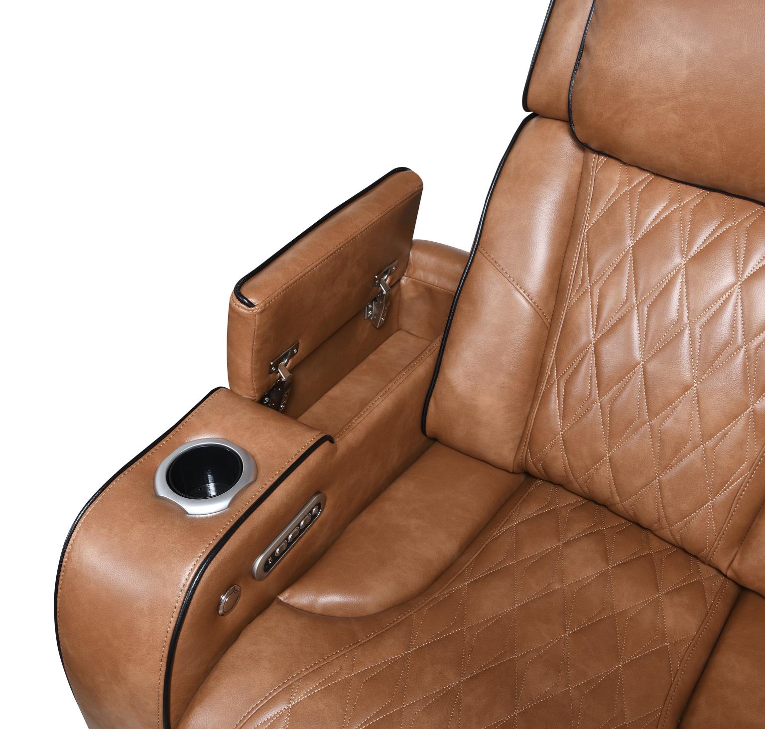 Brown Power Reclining W Pwr Headrest Massage Heat Ambient Storage — photo 8