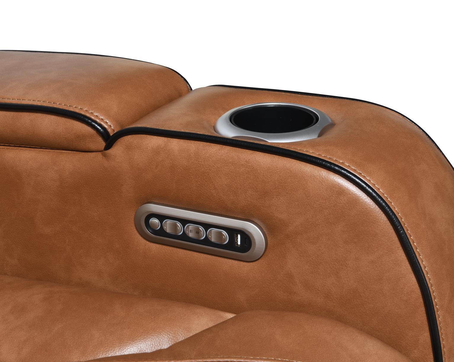 Brown Power Reclining W Pwr Headrest Massage Heat Ambient Storage — photo 10