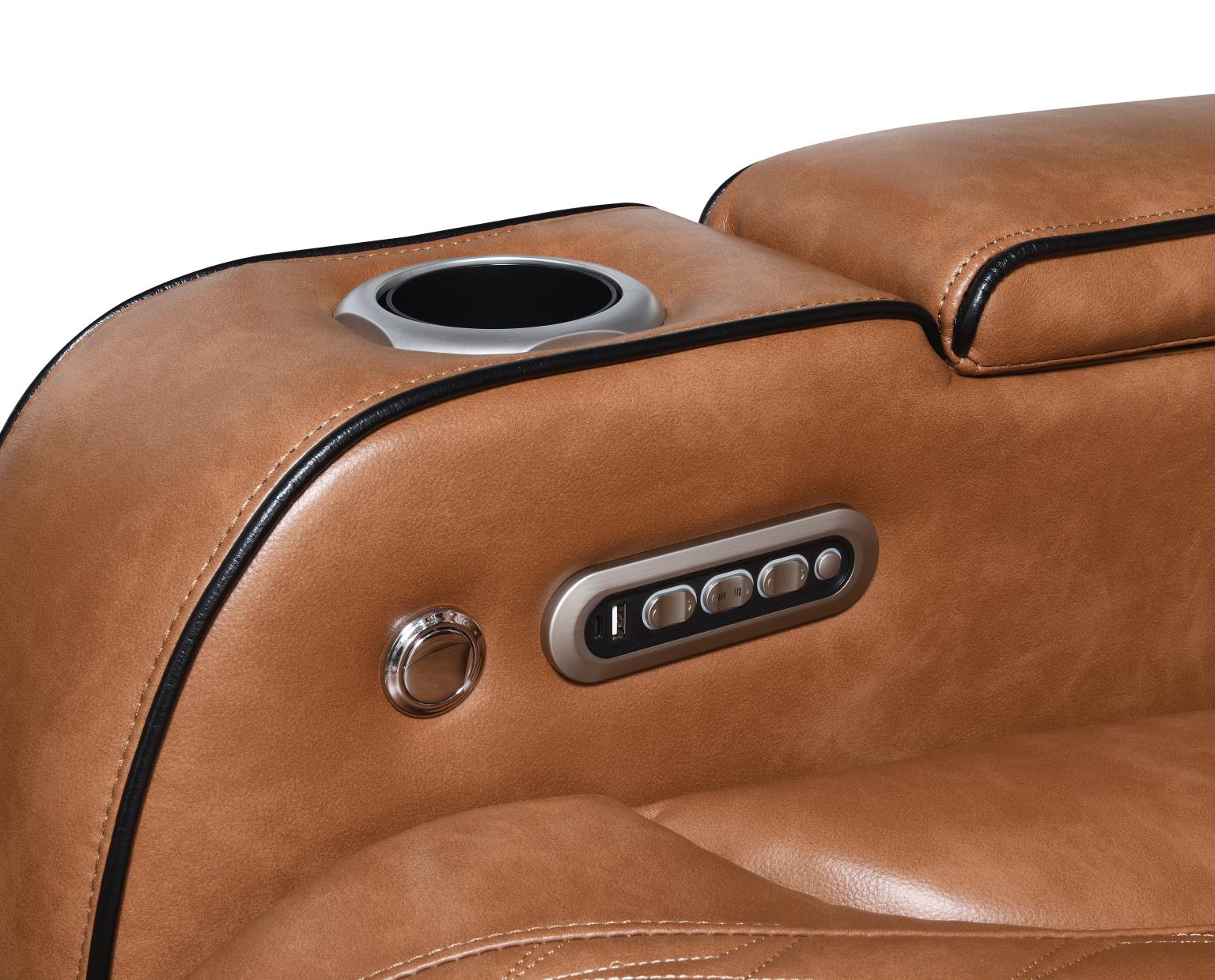 Brown Power Reclining W Pwr Headrest Massage Heat Ambient Storage — photo 9