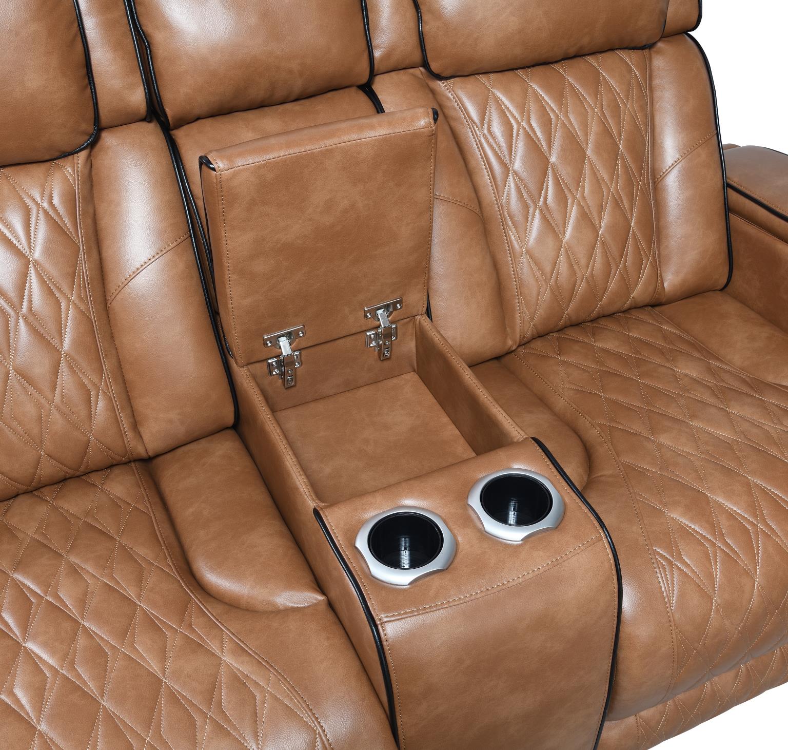 Brown Power Reclining W Pwr Headrest Massage Heat Ambient Storage — photo 7