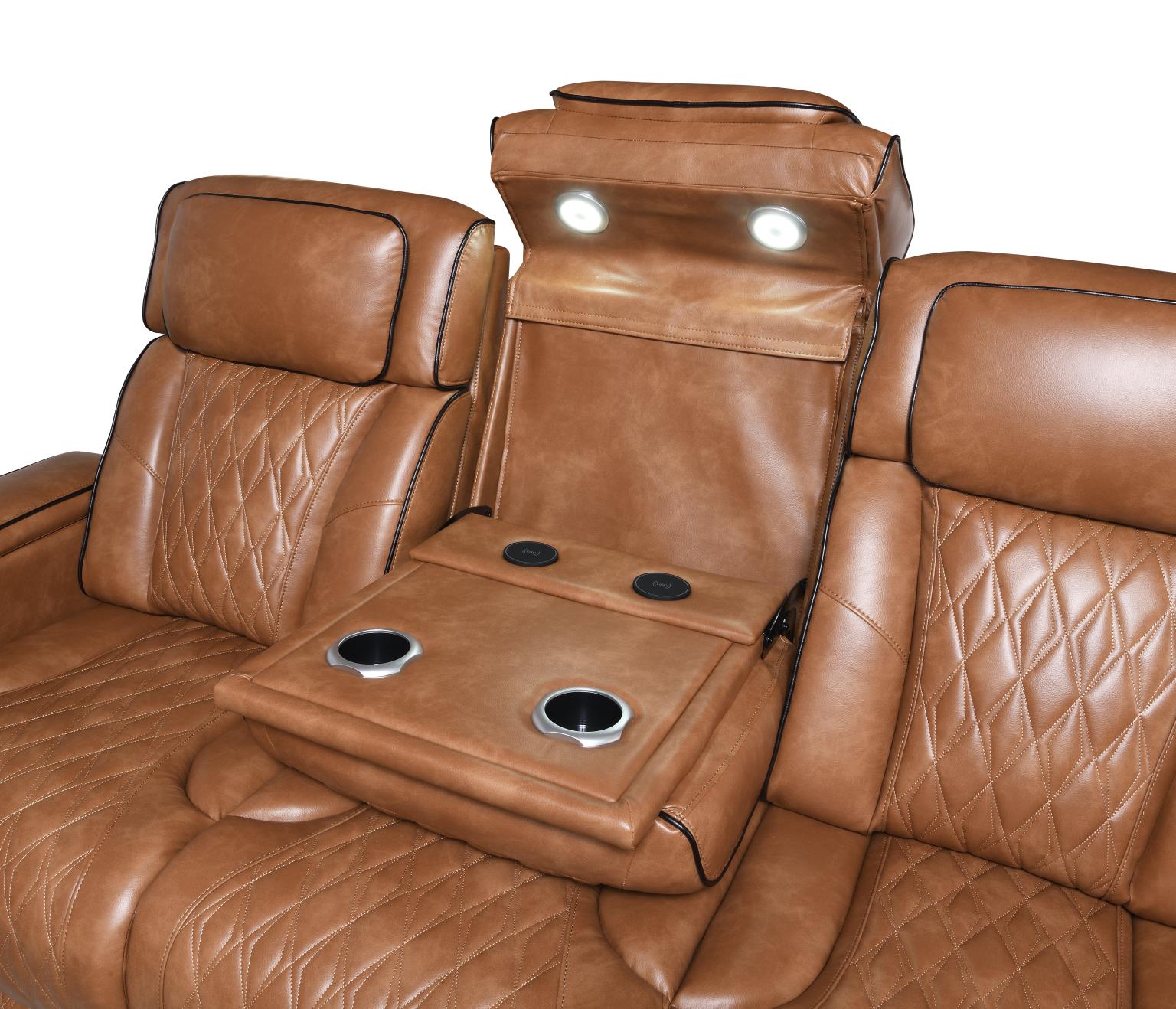 Brown Power Reclining W Pwr Headrest Massage Heat Ambient Storage — photo 5