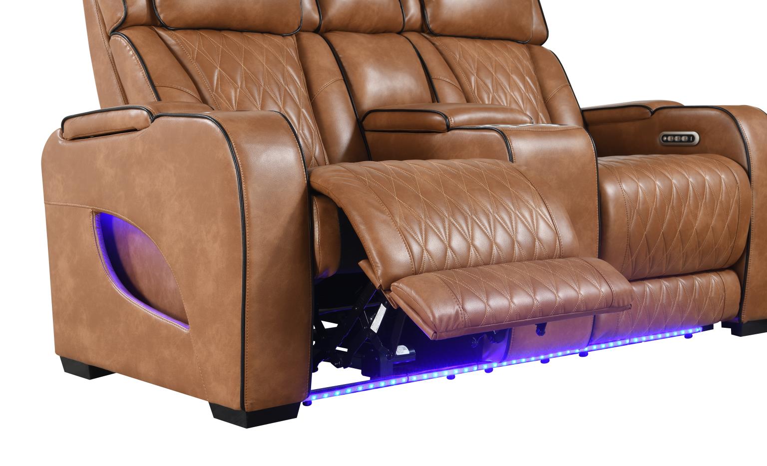 Brown Power Reclining W Pwr Headrest Massage Heat Ambient Storage — photo 6